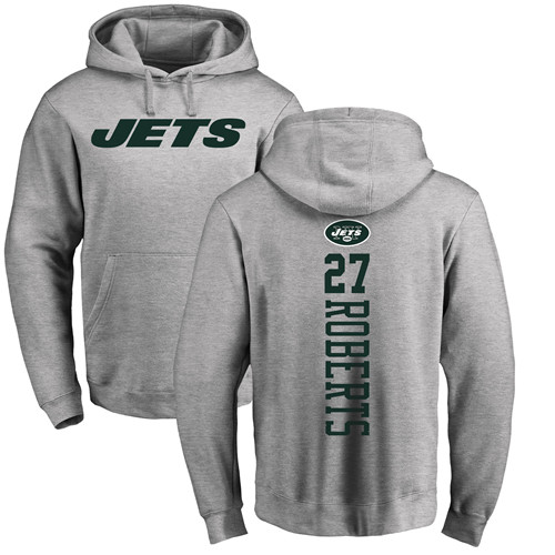 New York Jets Men Ash Darryl Roberts Backer NFL Football 27 Pullover Hoodie Sweatshirts